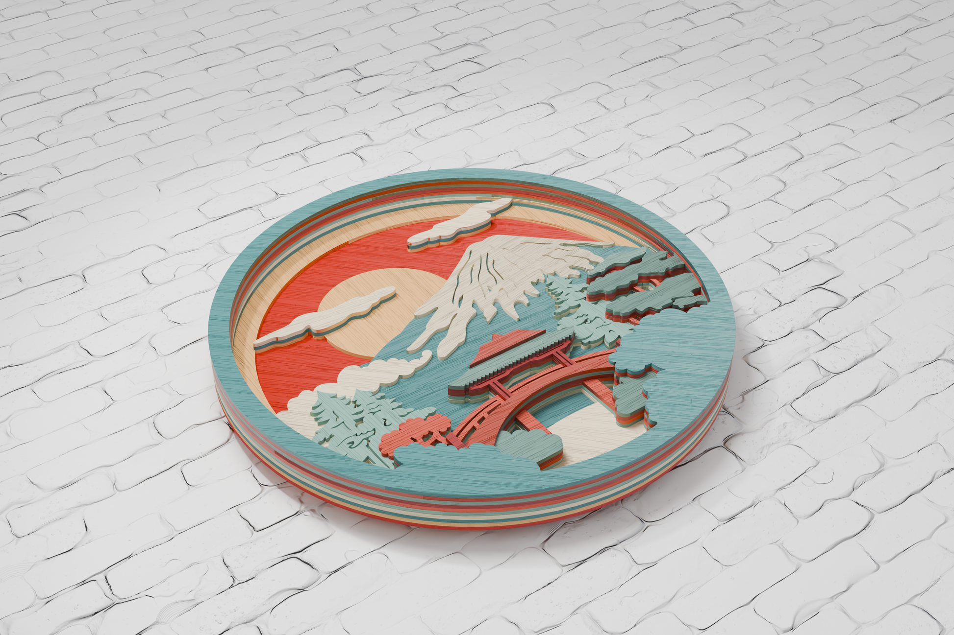 Japanese mountain laser cut design for Cricut