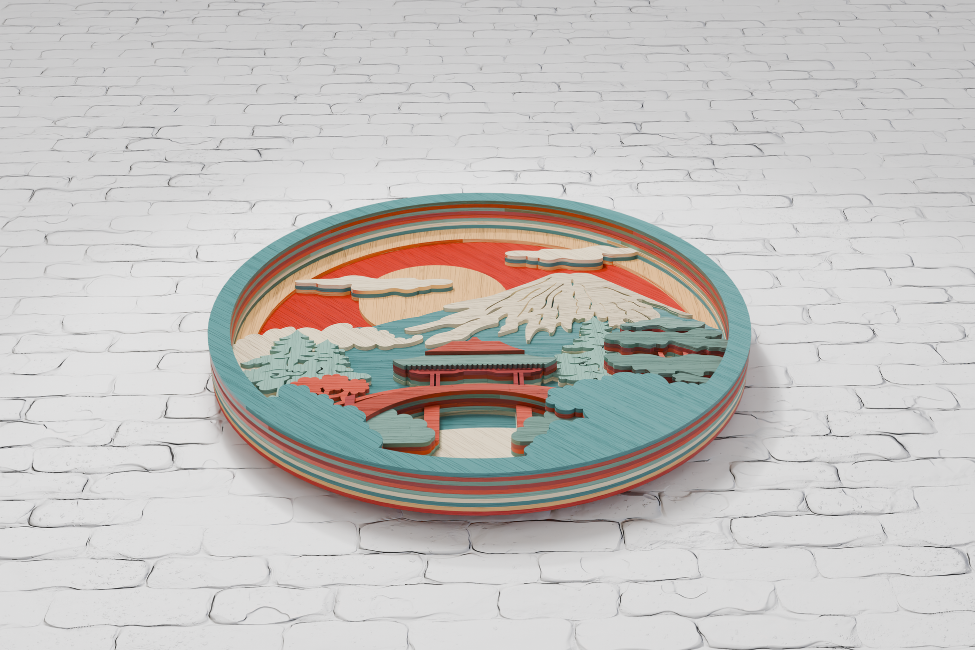 Japanese mountain layered paper craft SVG