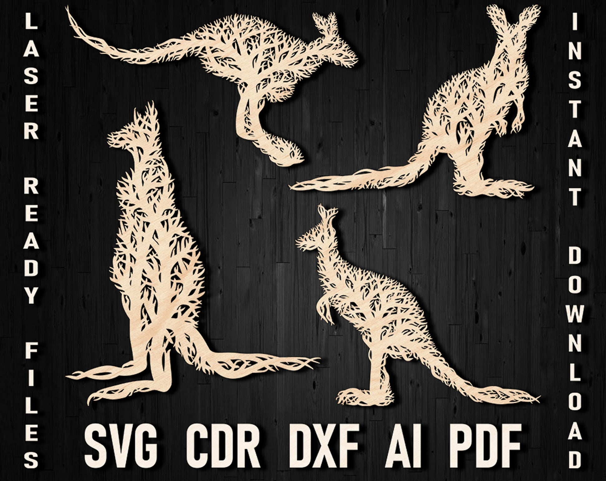 Kangaroo tree laser cut wall panel