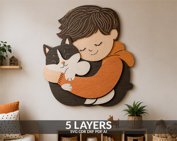 Kids Gift Boy Cat Shadow Box

