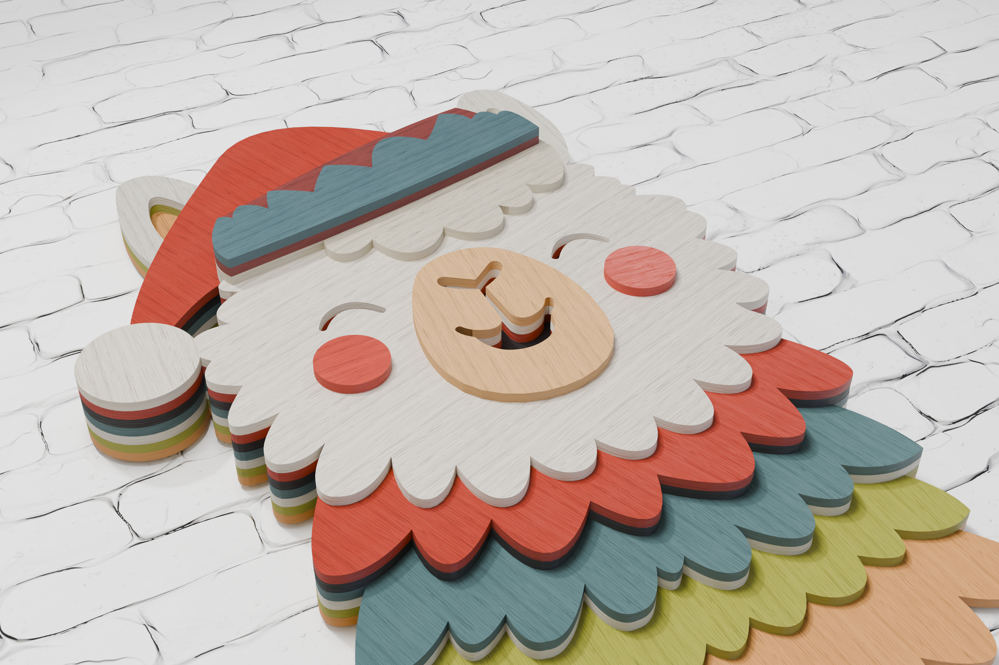 Lama Christmas Layered Paper Craft Template


