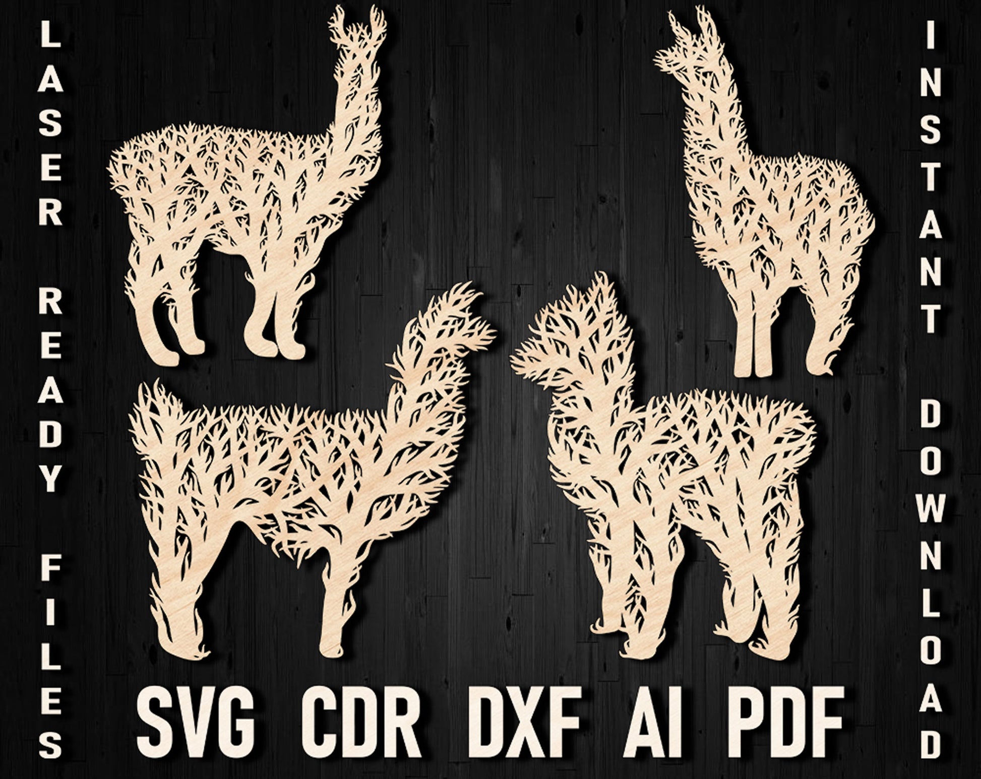 Lama svg tree wall laser cut design