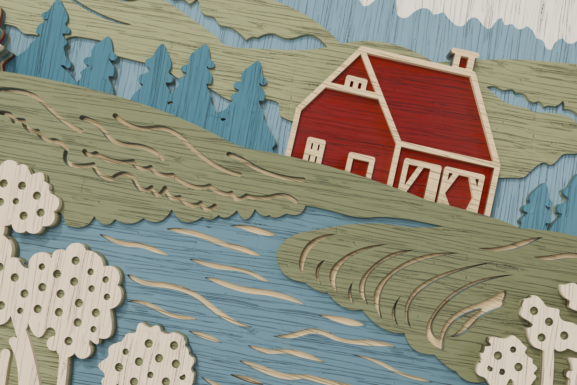 Laser-Engraving-Farmhouse-River-Plywood-Design