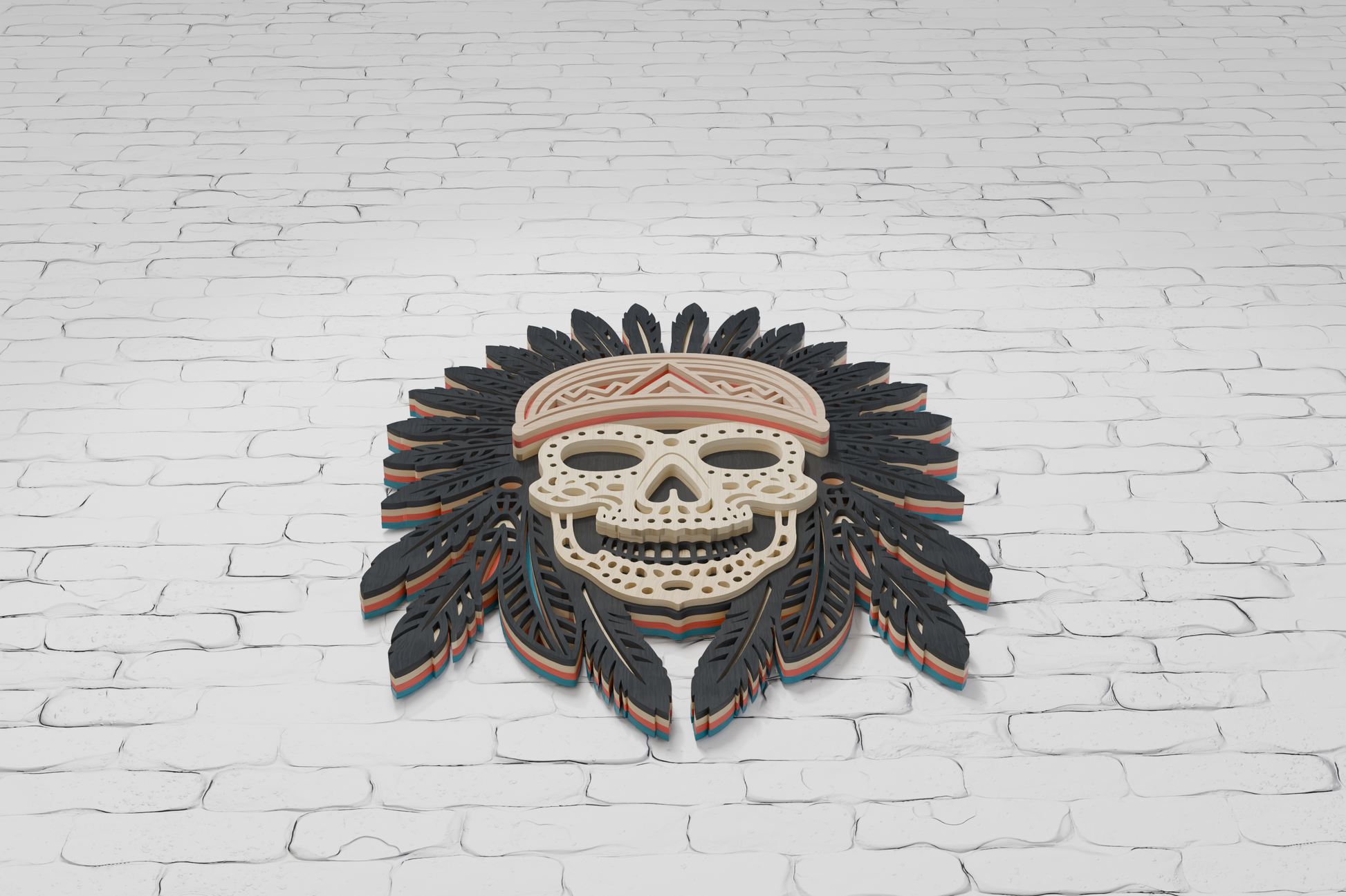 Laser cut American skull from plywood SVG

