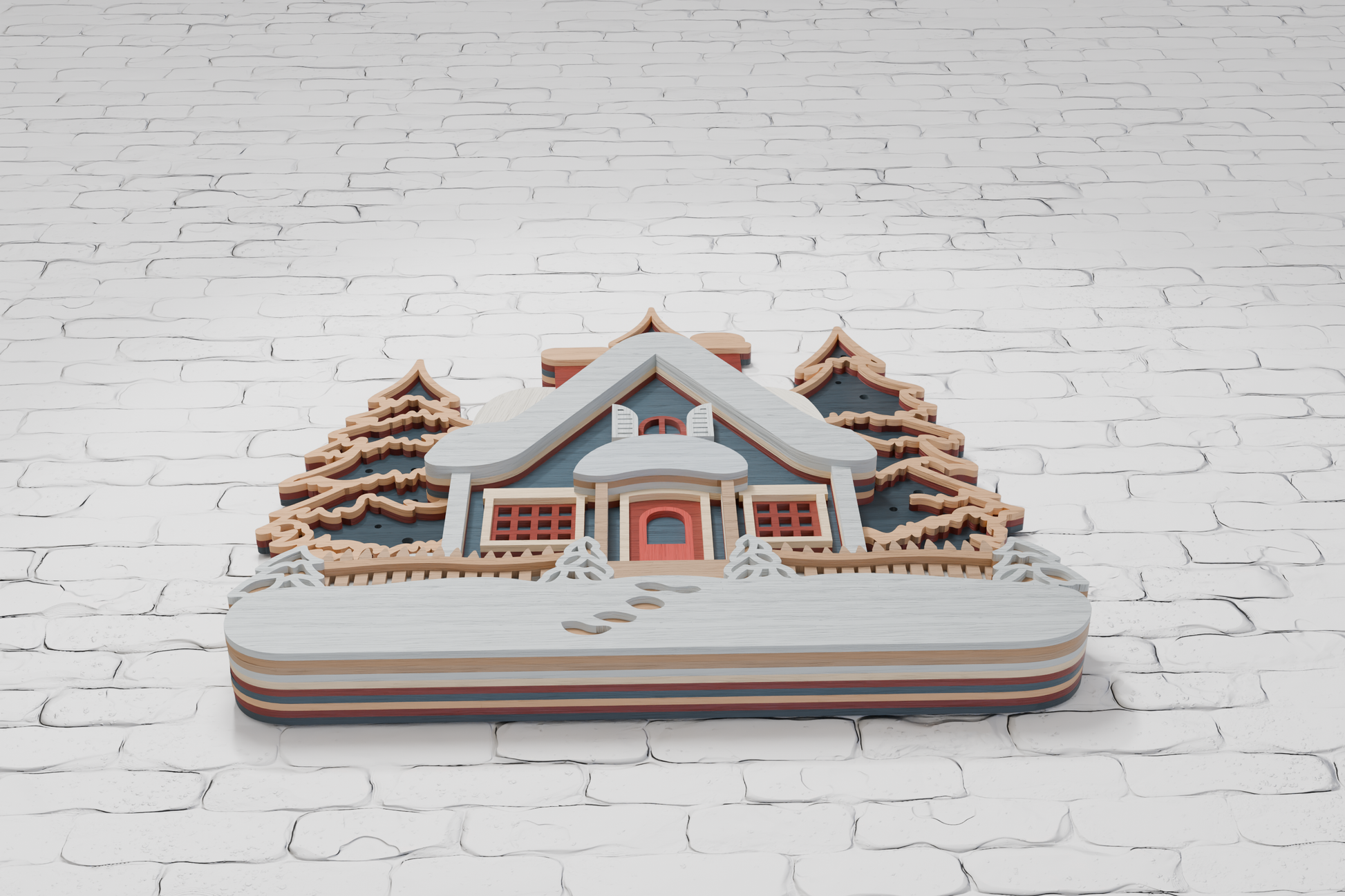 Laser cut Christmas house from plywood SVG

