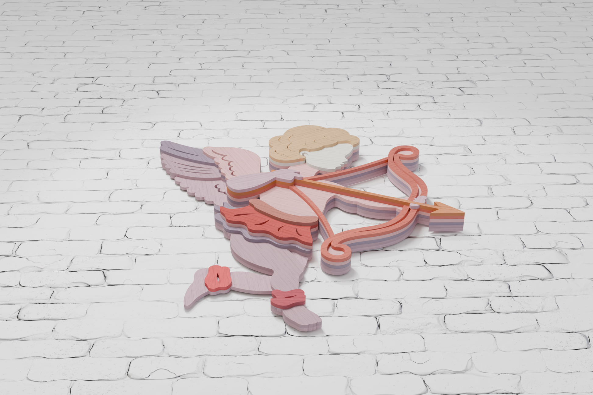 Laser cut Cupid with heart from plywood SVG

