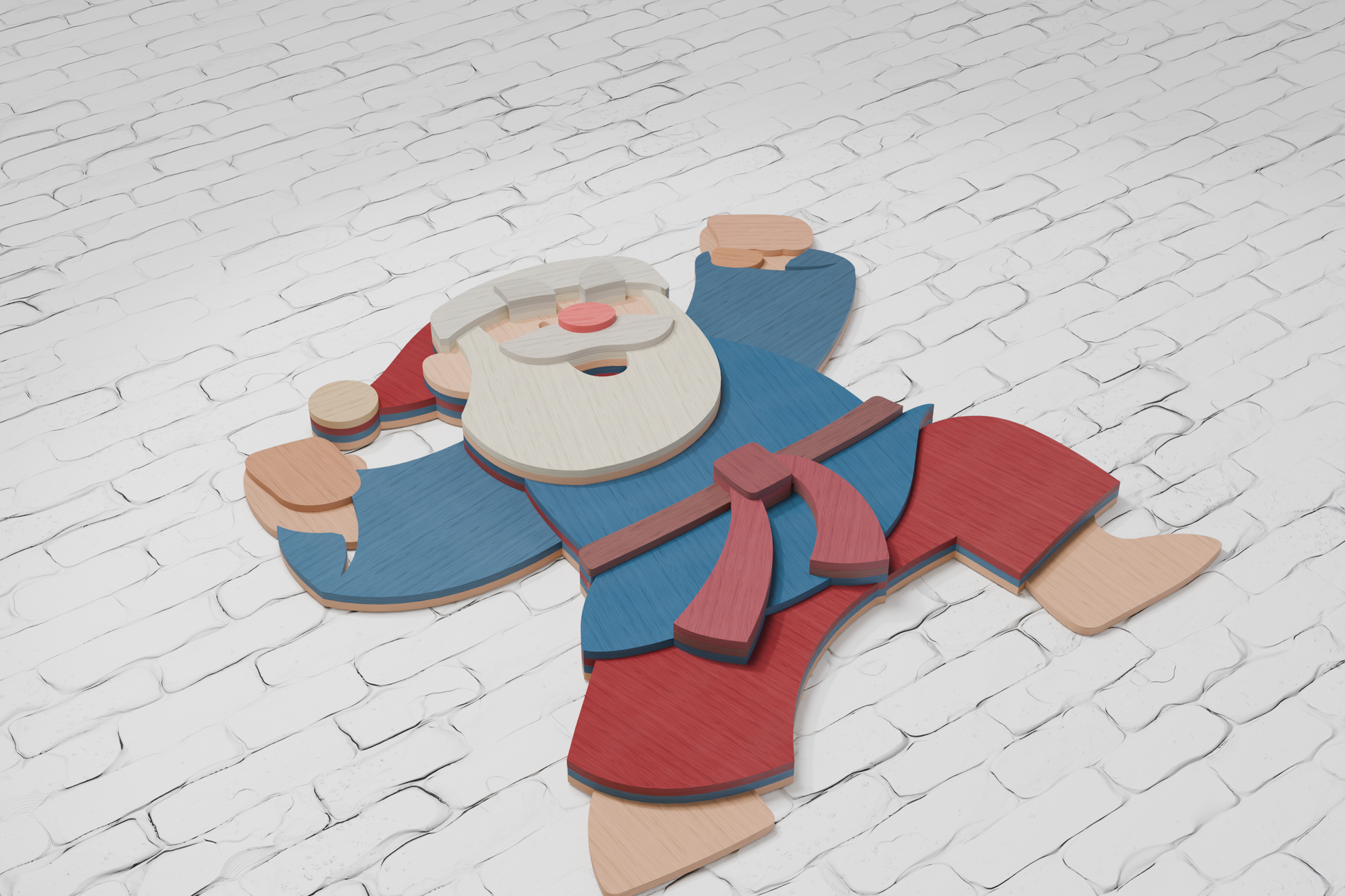 Laser cut Santa in karate pose from plywood SVG

