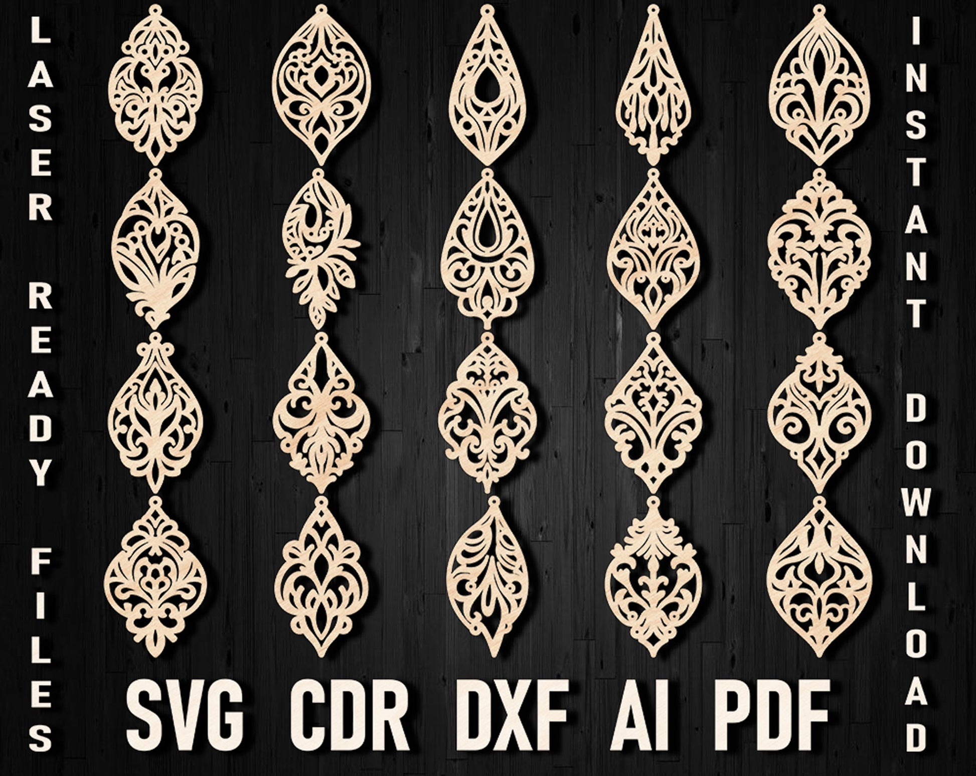 Laser cut Victorian earrings bundle