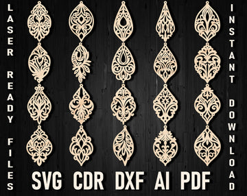 Victorian Wooden Earrings SVG Bundle | Laser Cut Jewelry Files for Glowforge, Xtool | DXF, PDF Templates (Gifts for Women)