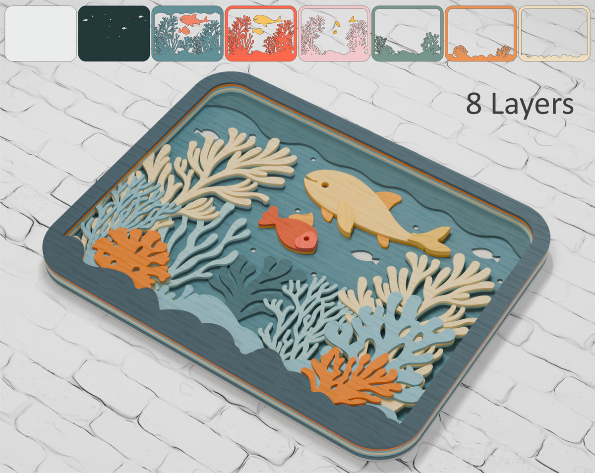 Laser cut aquarium fish from plywood SVG

