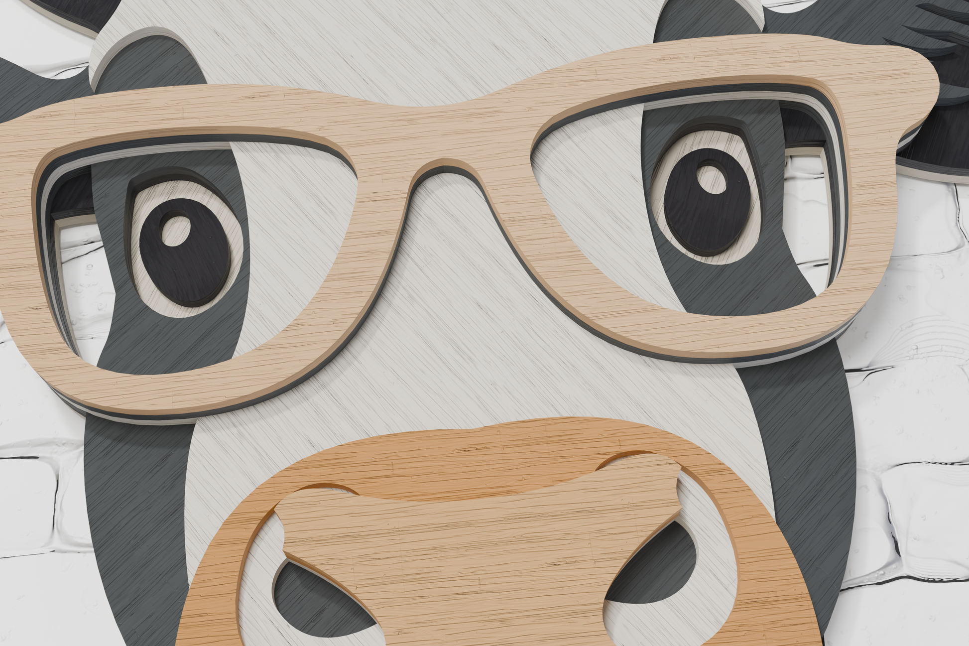 Laser cut cow with glasses from plywood SVG

