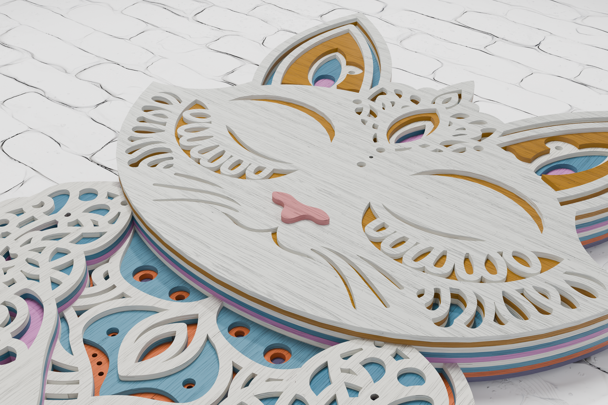 Laser cut files mandala cat yogi for wood and paper


