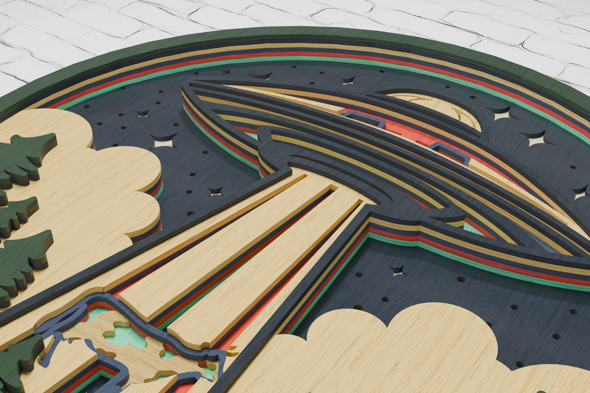 Laser cut flying saucer from plywood SVG

