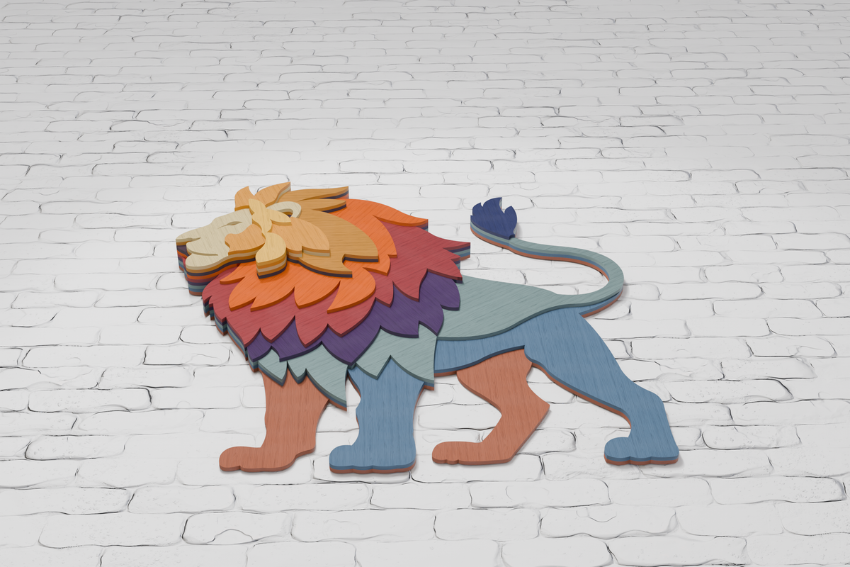 Laser cut lion from plywood SVG

