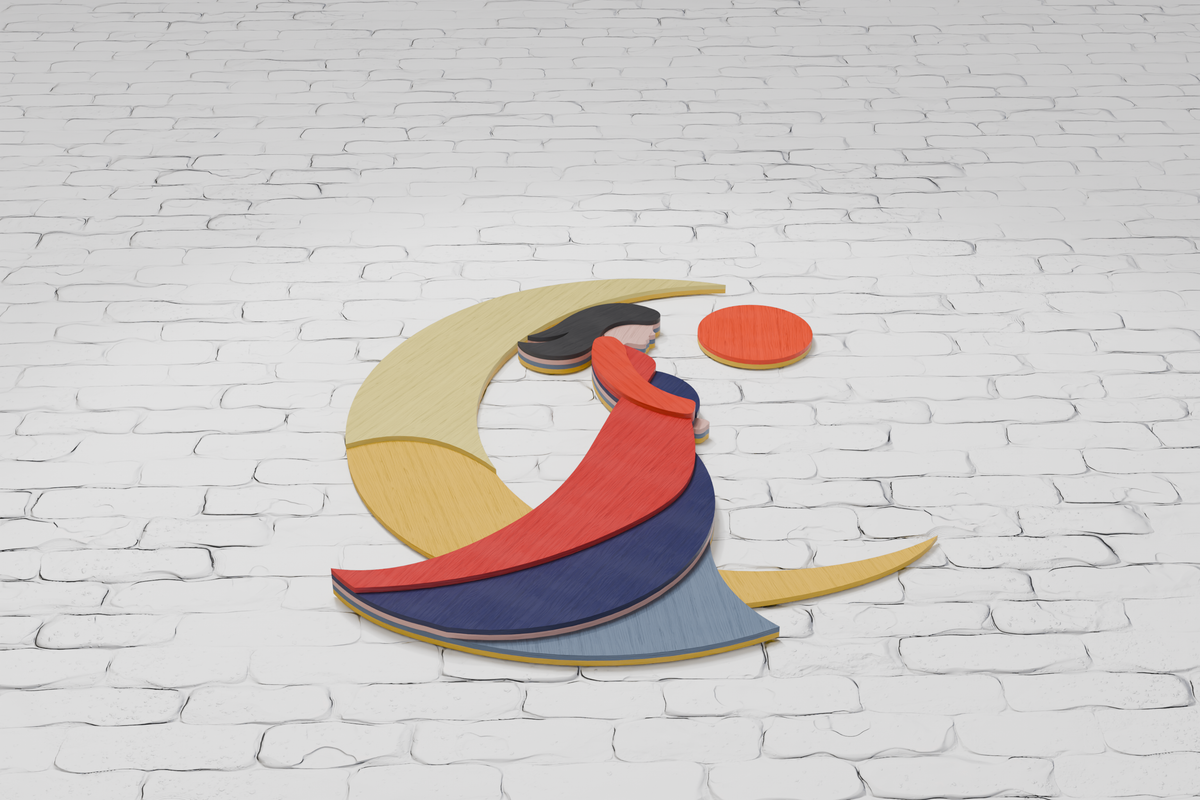 Laser cut pregnant woman from plywood SVG


