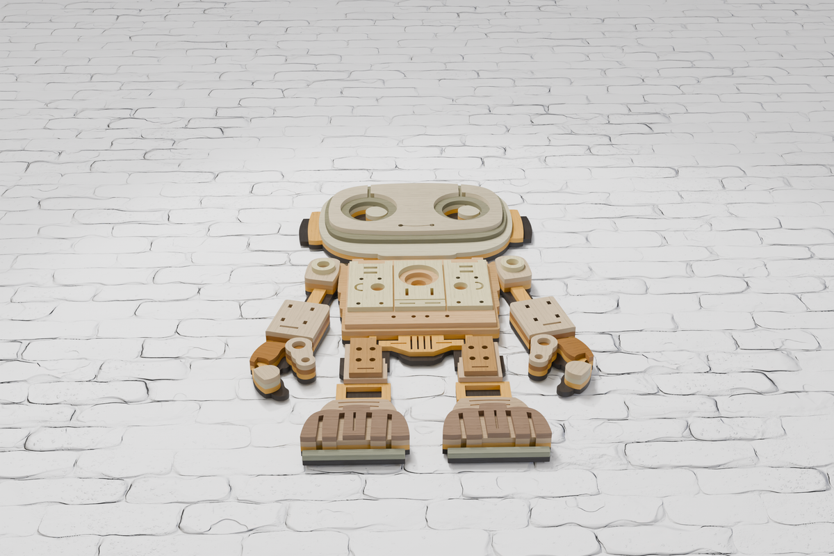 Laser cut robot from plywood SVG

