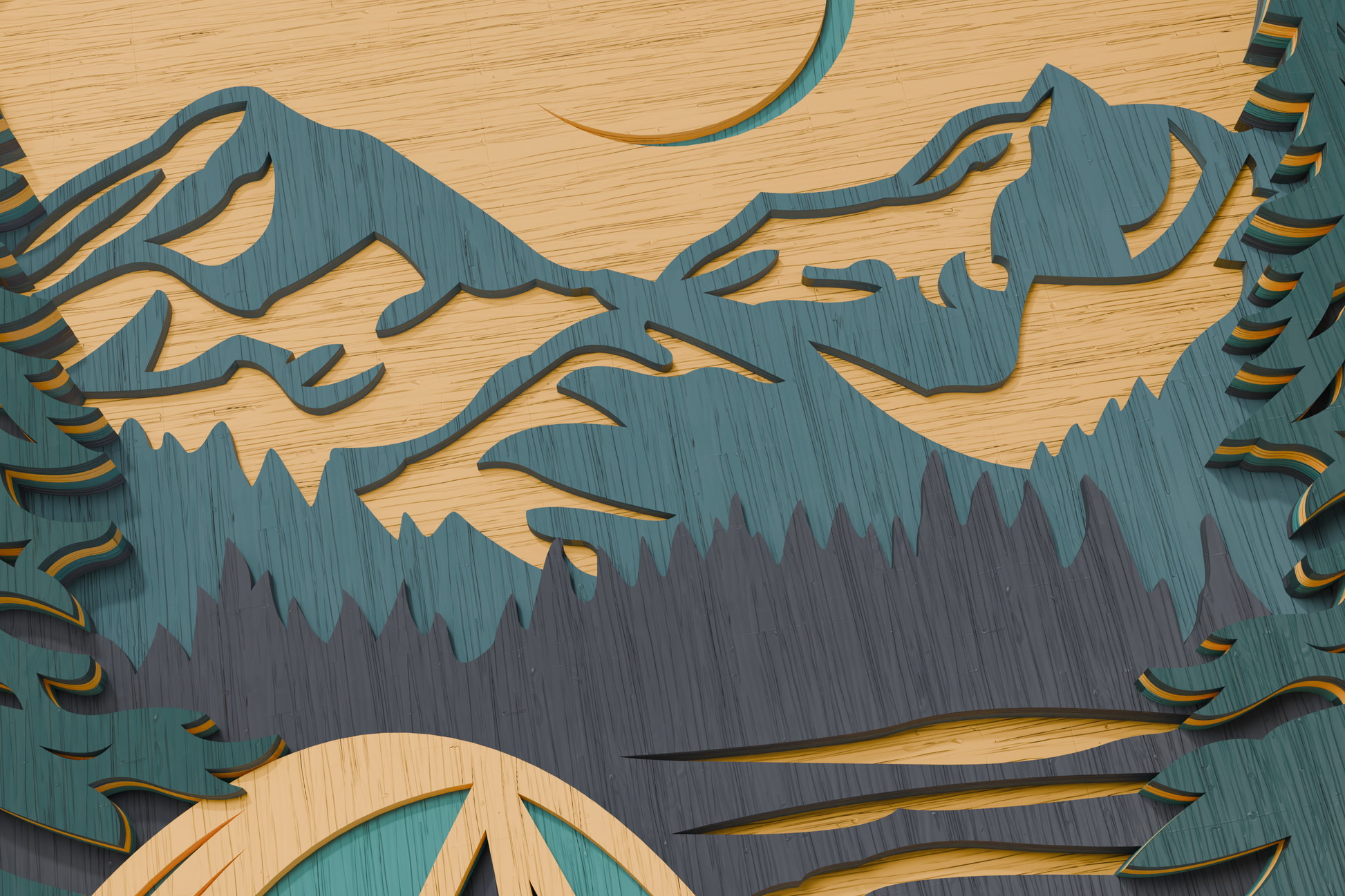 Laser cut shadow box mountain tent svg

