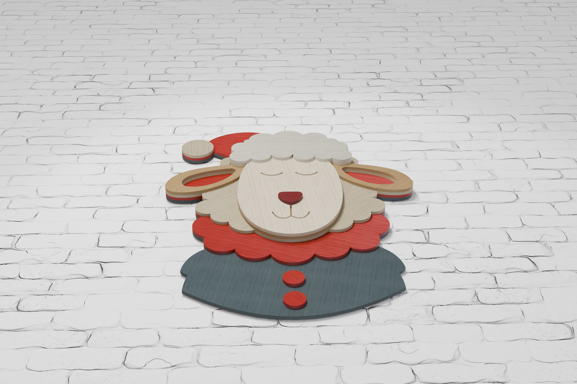 Laser cut sheep with Santa hat from plywood SVG

