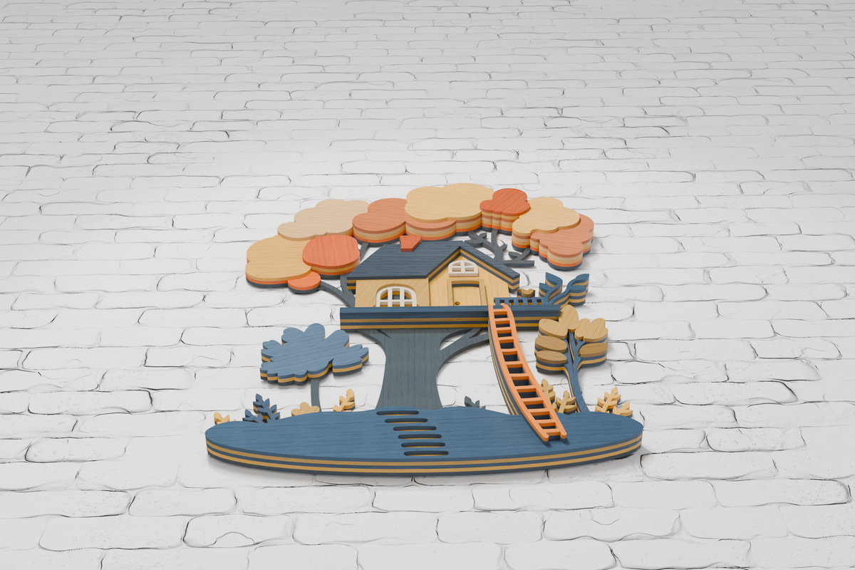 Laser cut treehouse from plywood SVG

