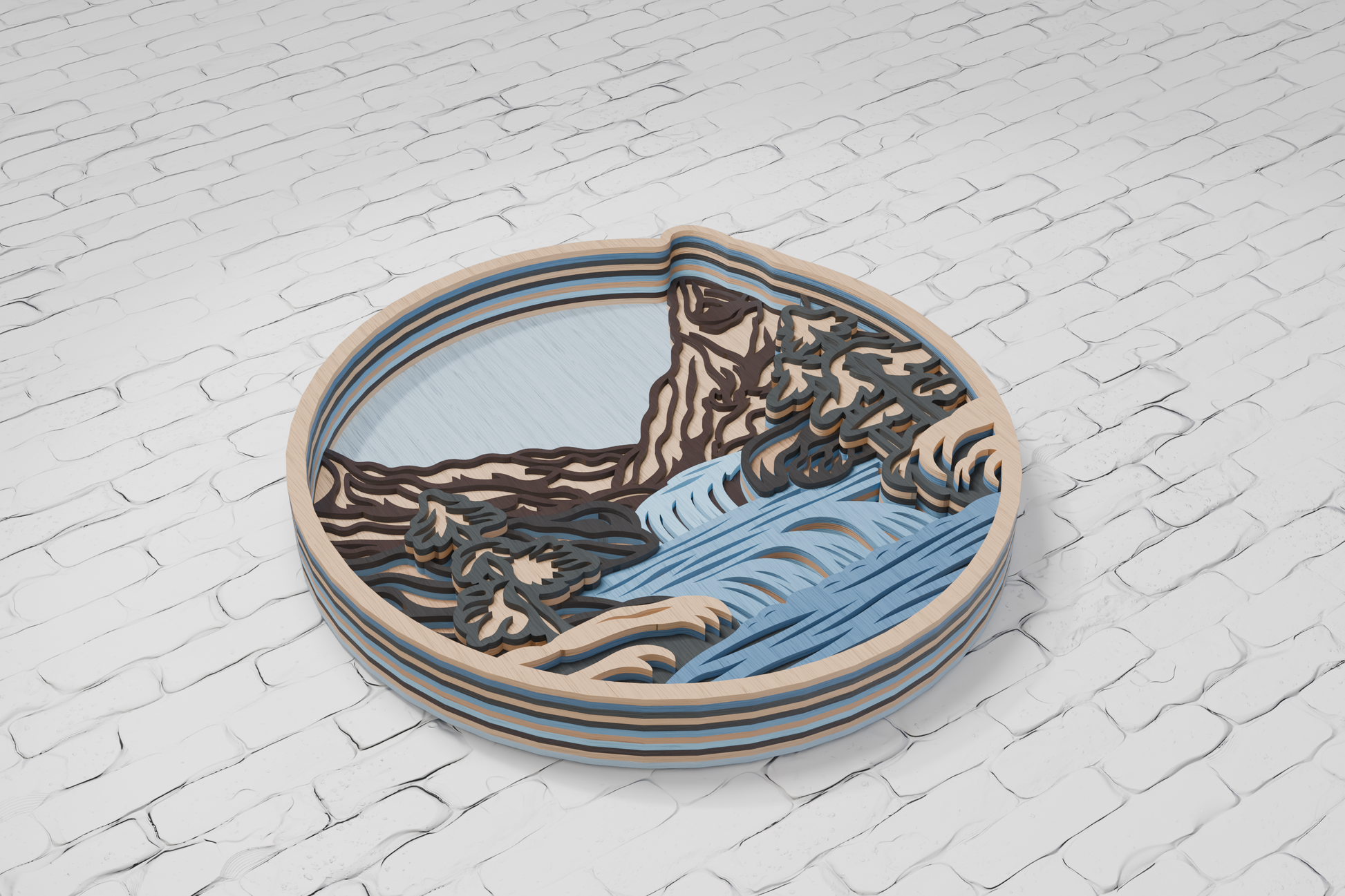 Laser cut waterfall mandala from plywood SVG

