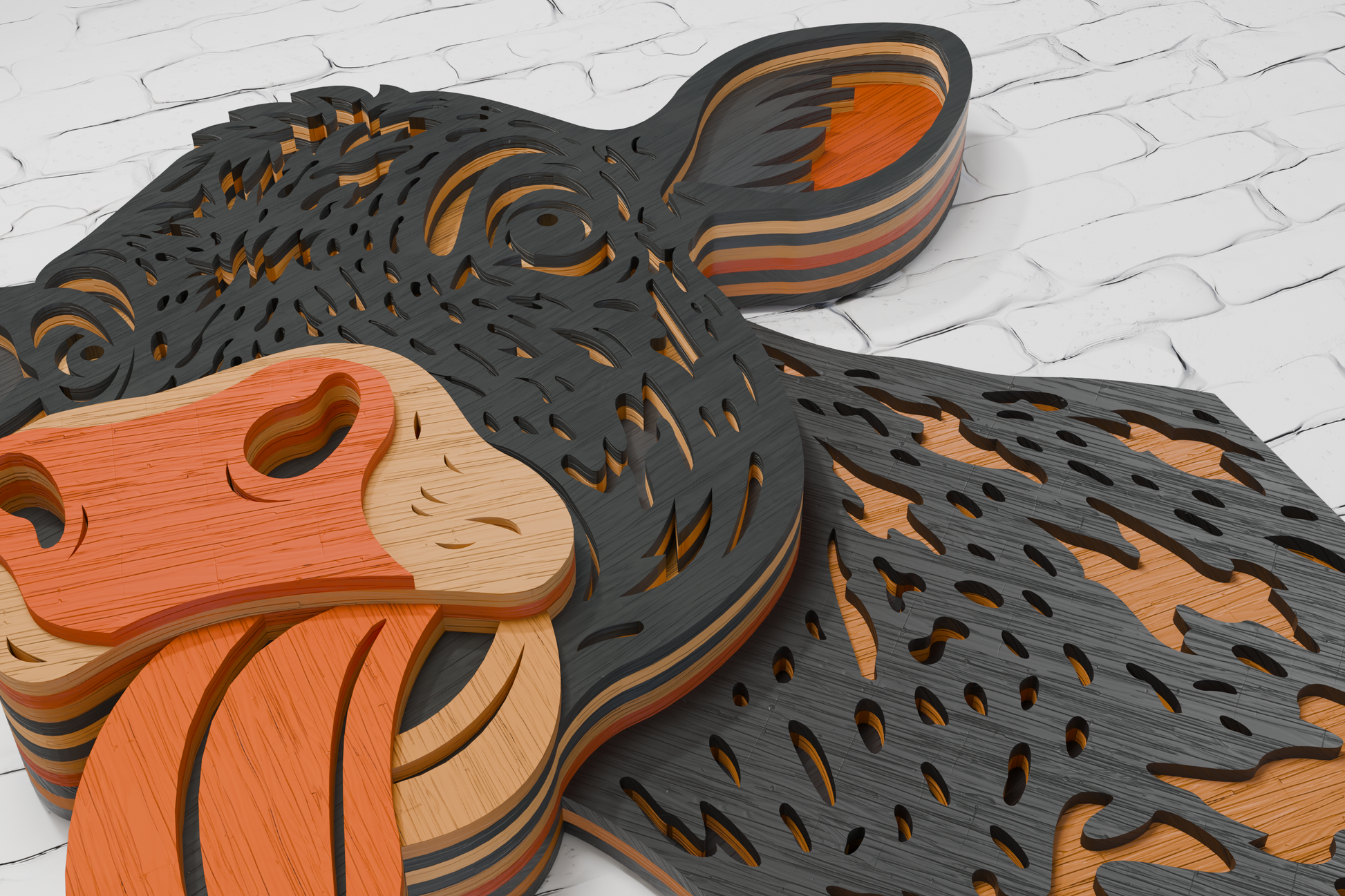 Laser ready vector file peeking cow for plywood

