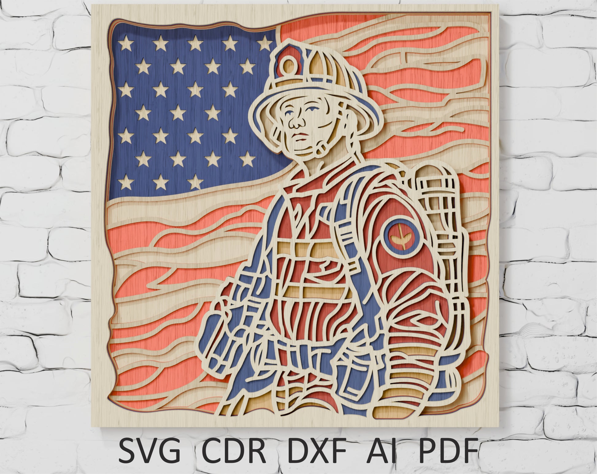 Layered-Firefighter-US-Flag-Paper-Cut-Cricut-SVG