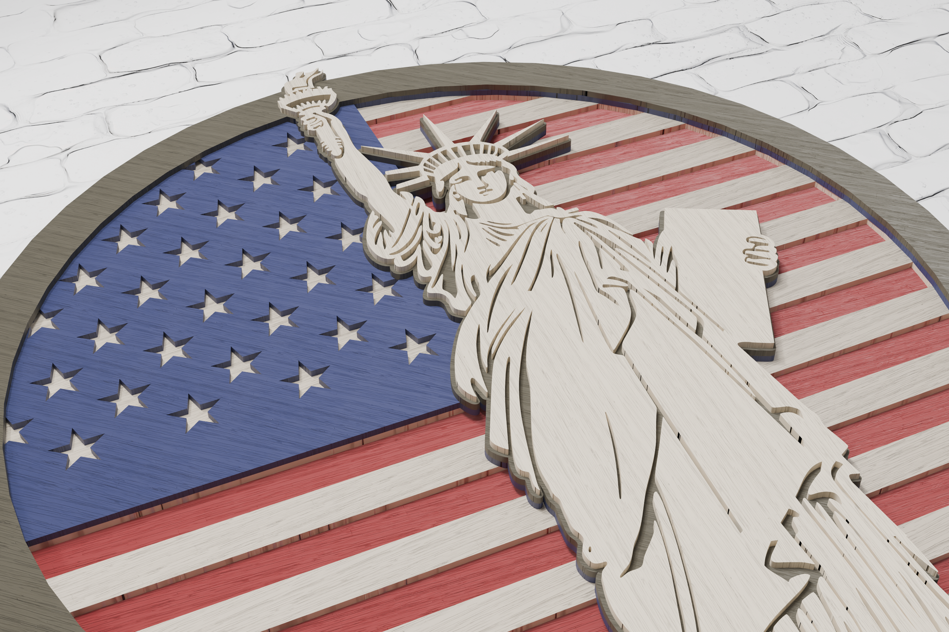 Layered American Flag Statue of Liberty SVG DXF PDF CDR AI