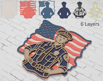 Layered American Flag police officer vector design for Cricut