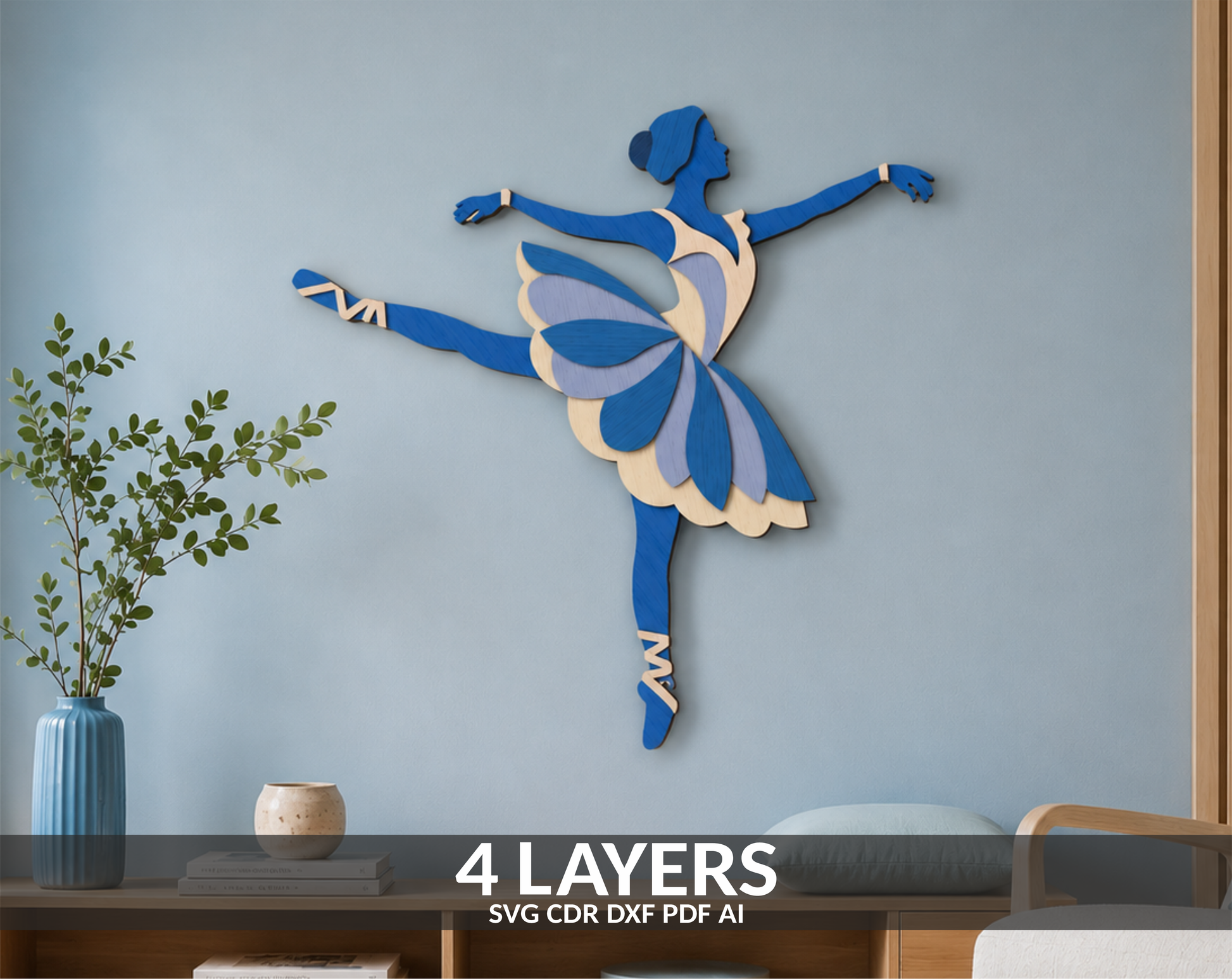 Layered Ballet Dancer SVG laser cut multilayer design