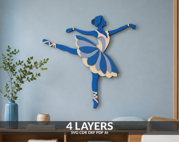 Layered Ballet Dancer SVG laser cut multilayer design