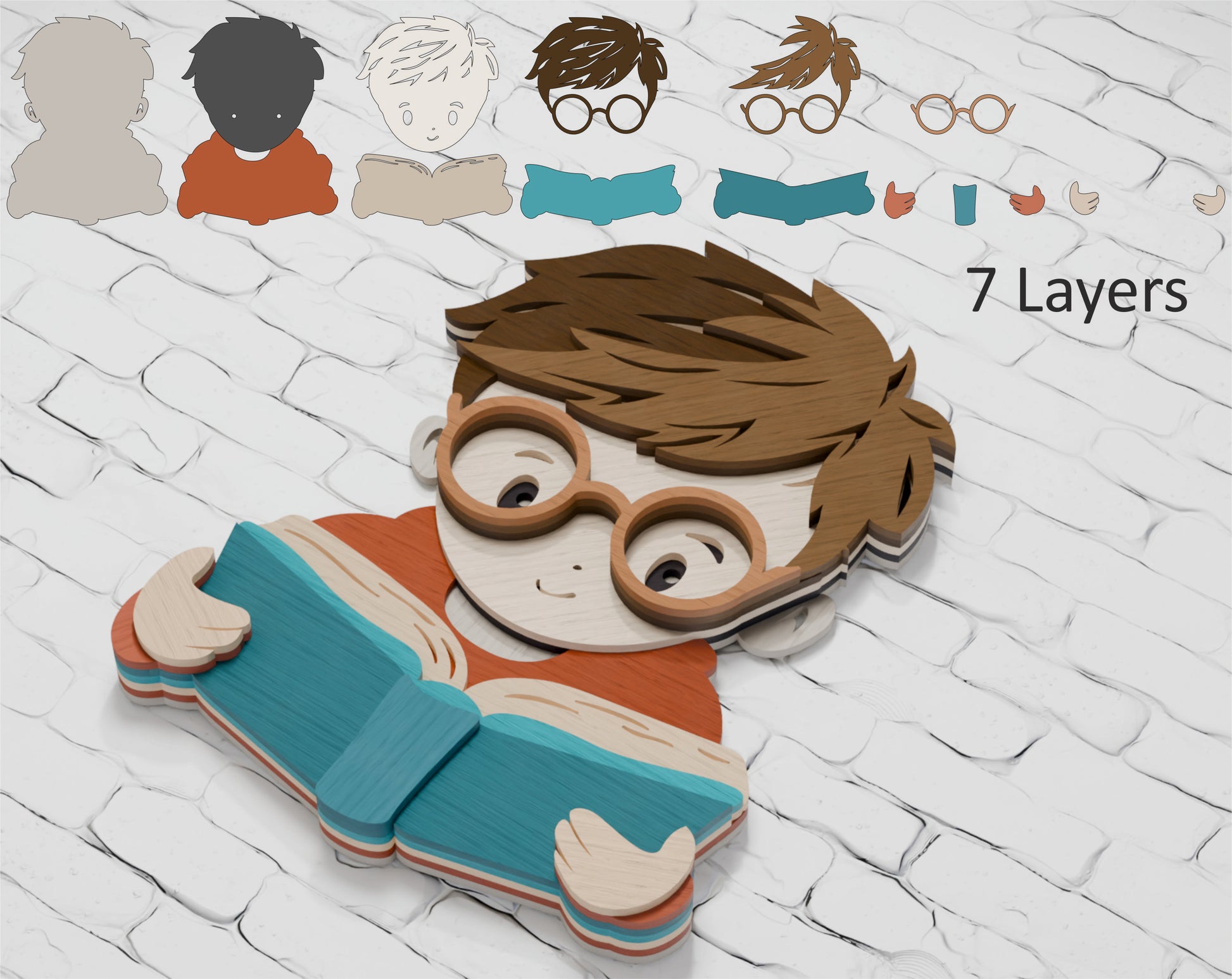 Layered Boy Reading Book SVG digital download Cricut Glowforge