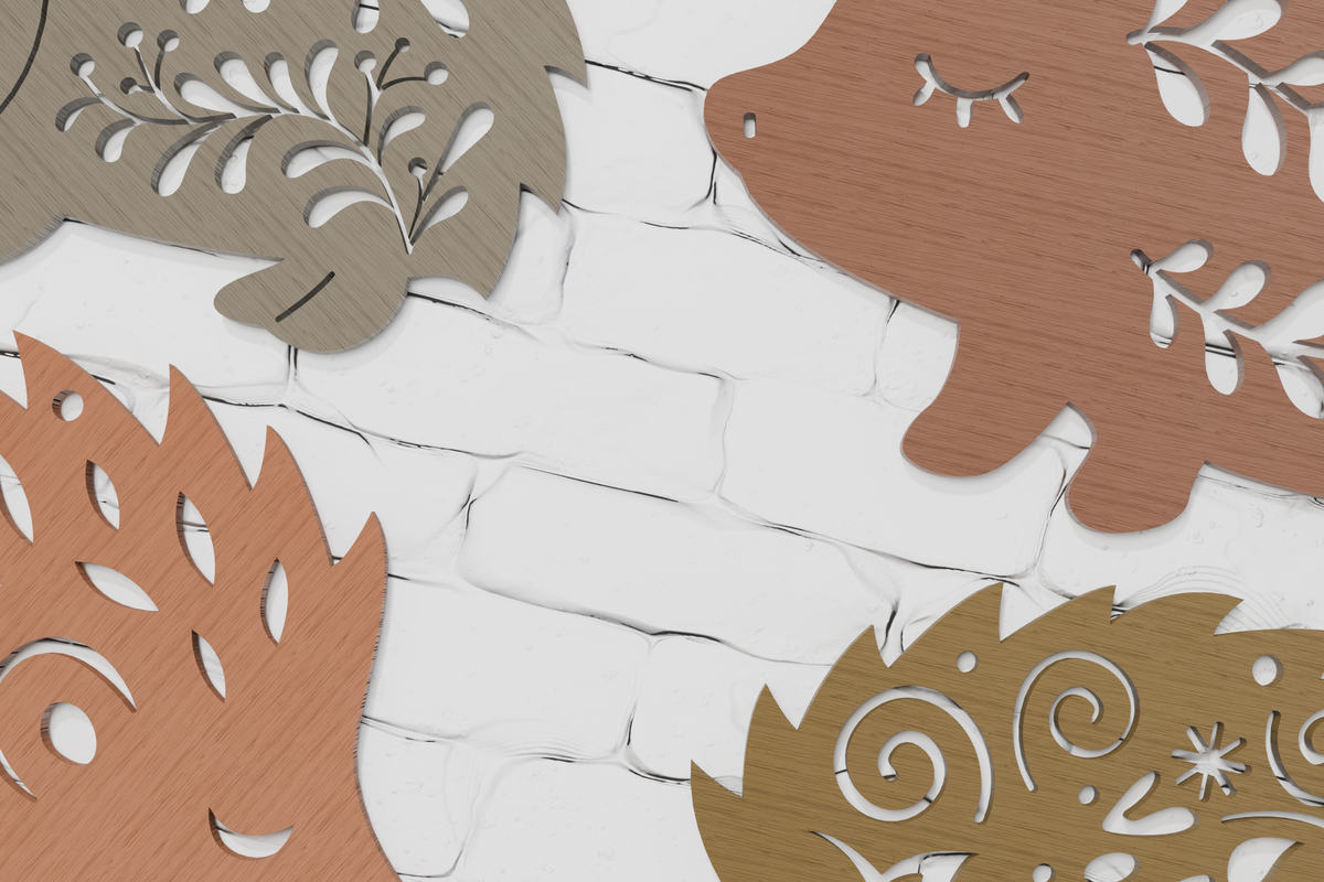 Layered Christmas Hedgehog SVG laser cut design for paper plywood