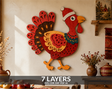 Layered Christmas Santa Turkey SVG laser cut multilayer design