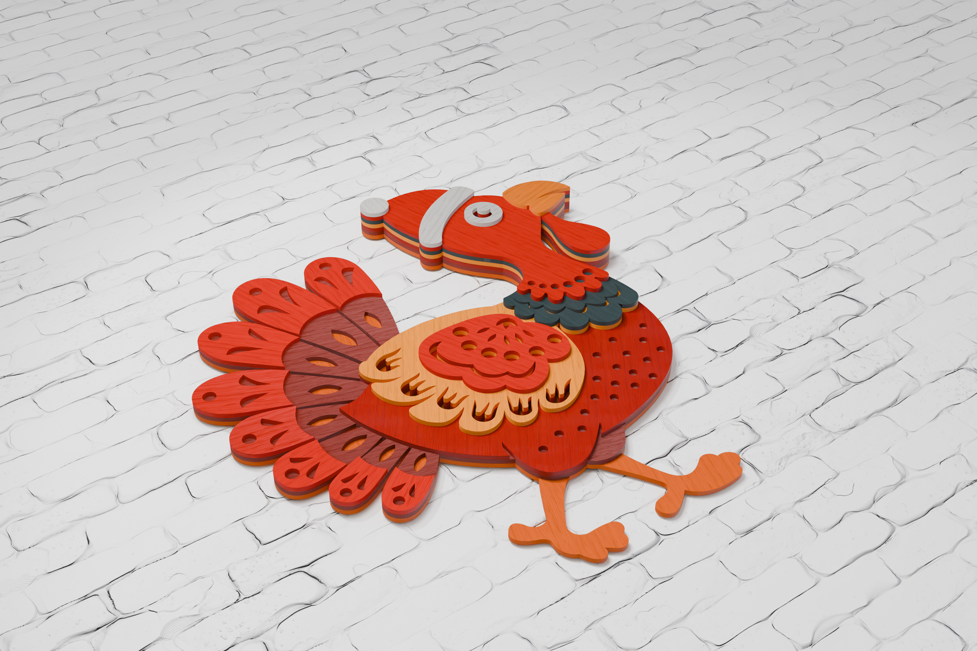 Layered Christmas Santa Turkey laser cut file SVG DXF PDF