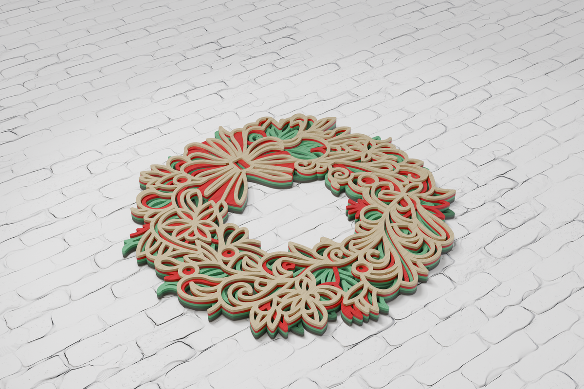 Layered Christmas Wreath laser cut file SVG DXF PDF