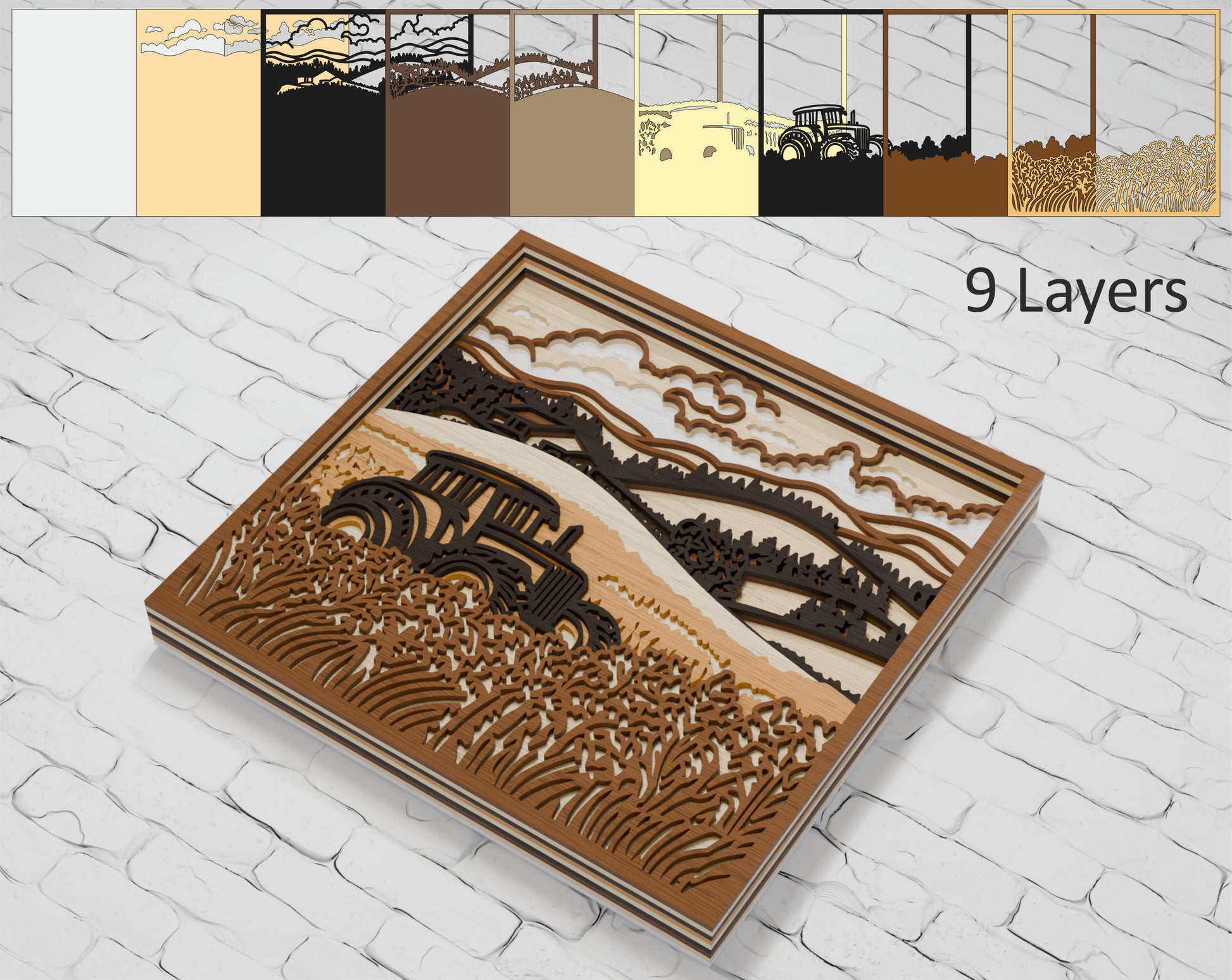 Layered Farm Tractor SVG digital download Cricut Glowforge