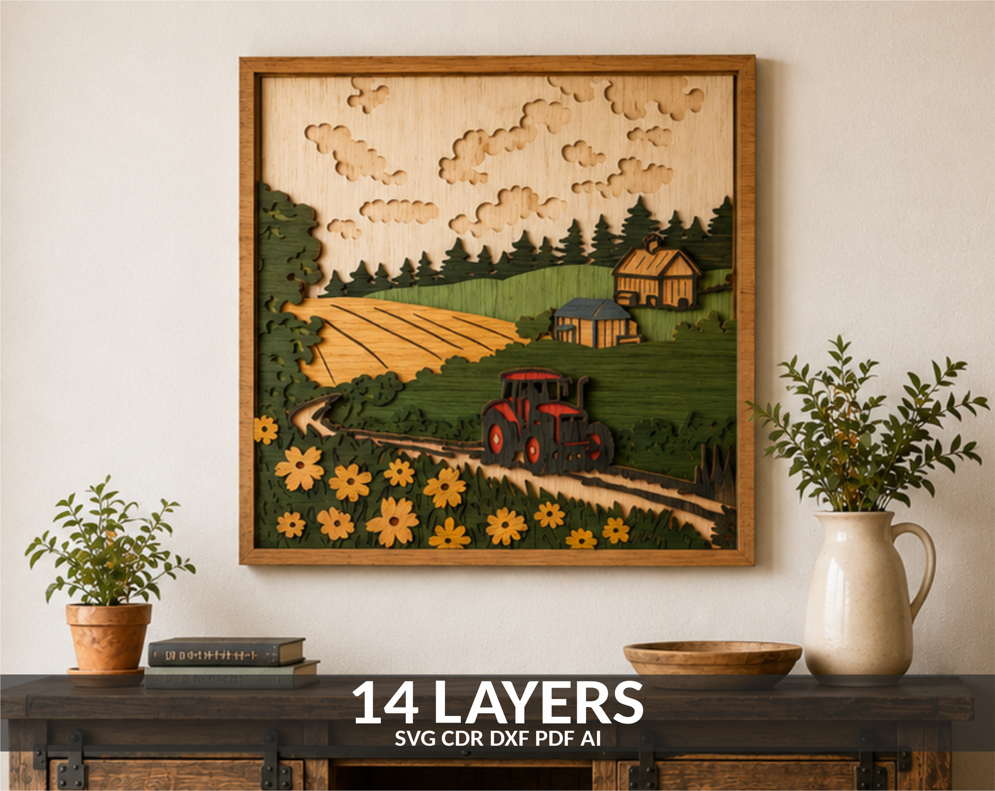 Layered Farm Tractor SVG digital download Cricut Glowforge
