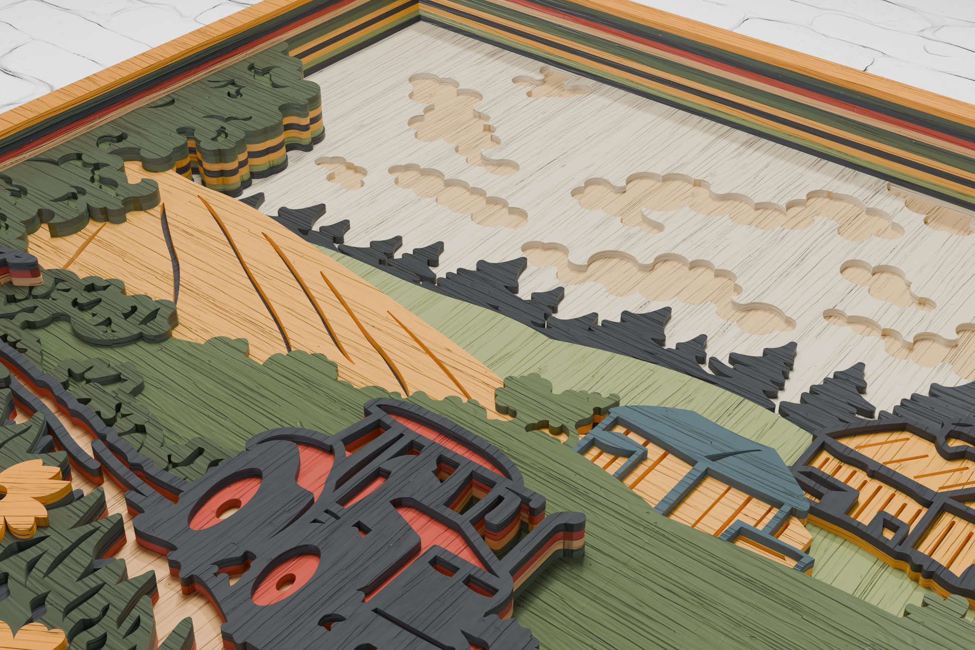 Layered Farm Tractor SVG laser cut design for paper plywood