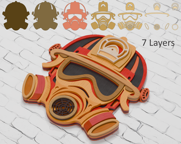 Layered Firefighter Gas Mask Helmet design for Cricut