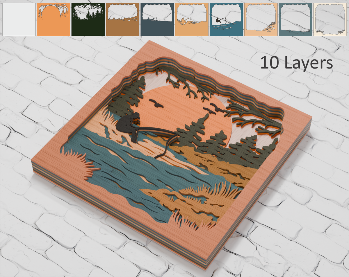 Layered Fisherman digital cut design for Cricut