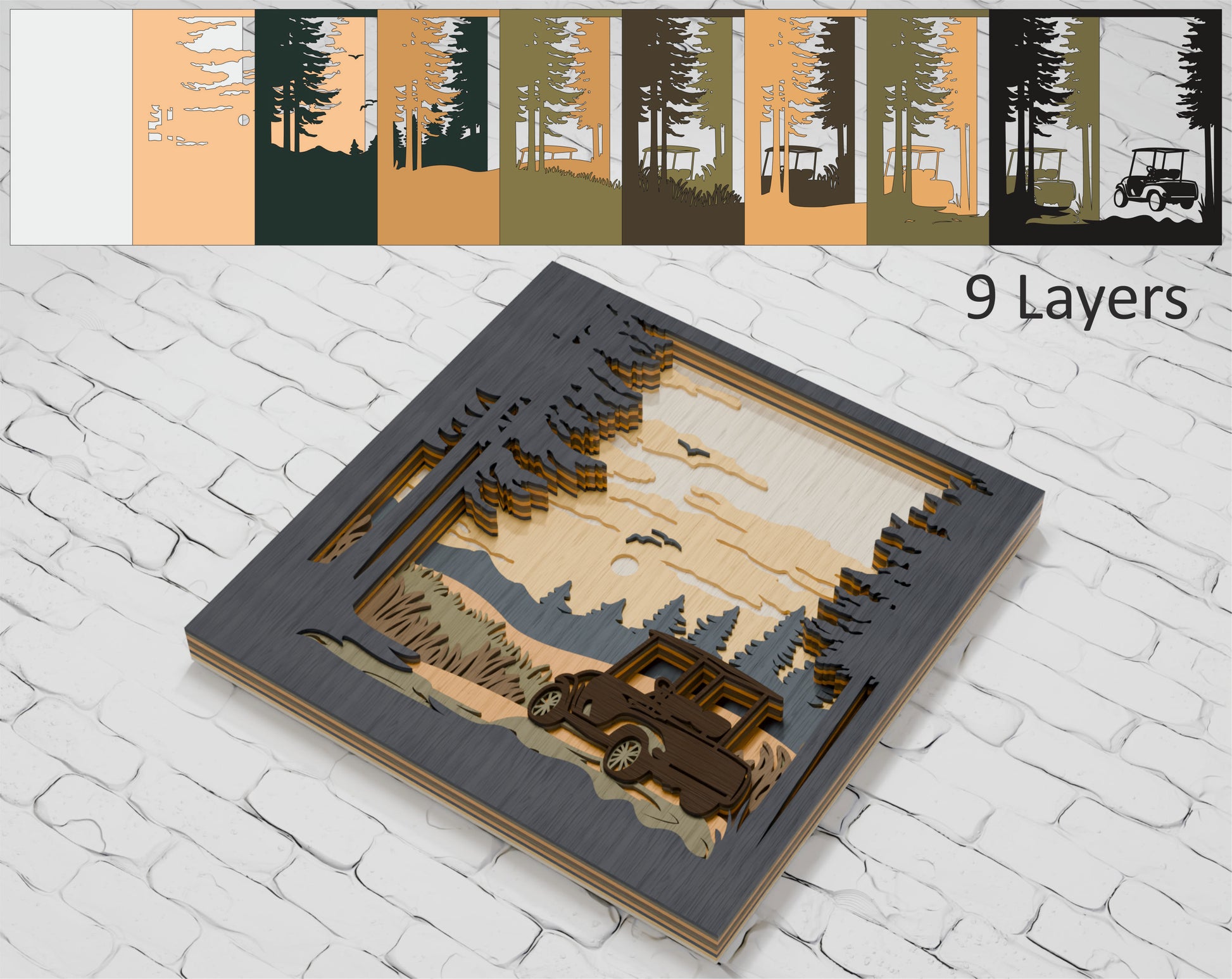 Layered Golf Cart SVG digital download Cricut Glowforge