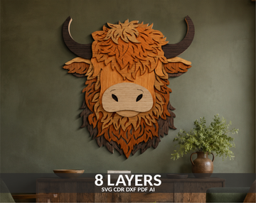 Layered Highland Cow SVG File
