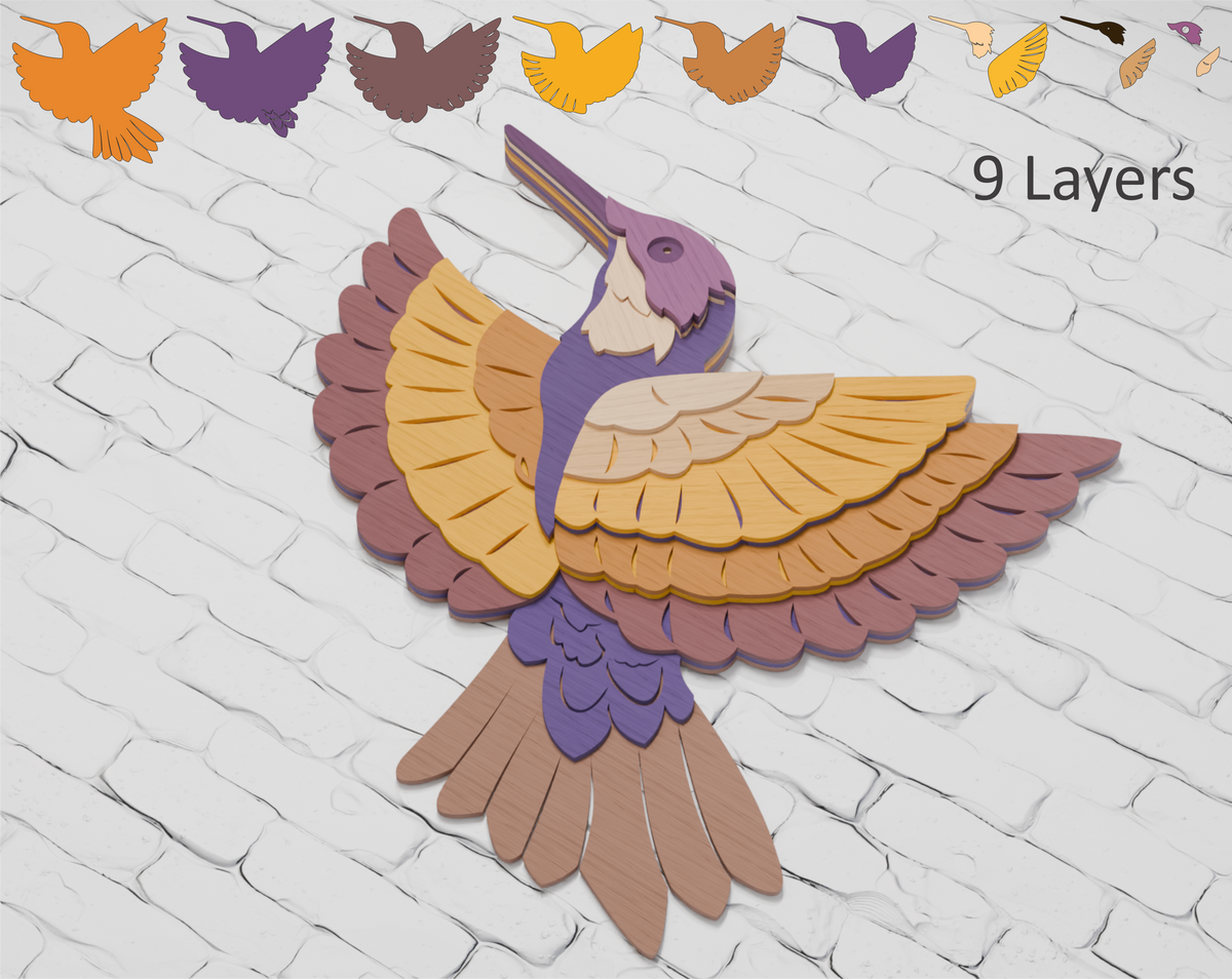Layered Hummingbird SVG digital download Cricut Glowforge