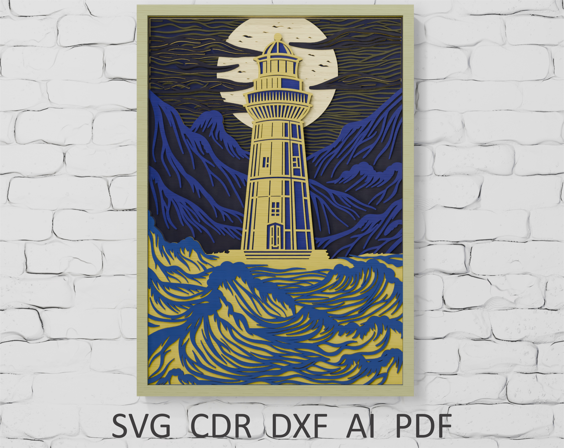 Layered Lighthouse Shadow Box Template