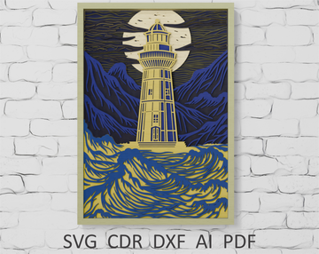 Layered Lighthouse Shadow Box Template