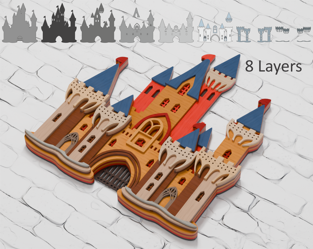 Layered Medieval Castle digital cut design for Cricut