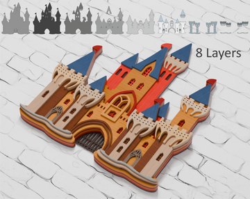 Layered Medieval Castle digital cut design for Cricut