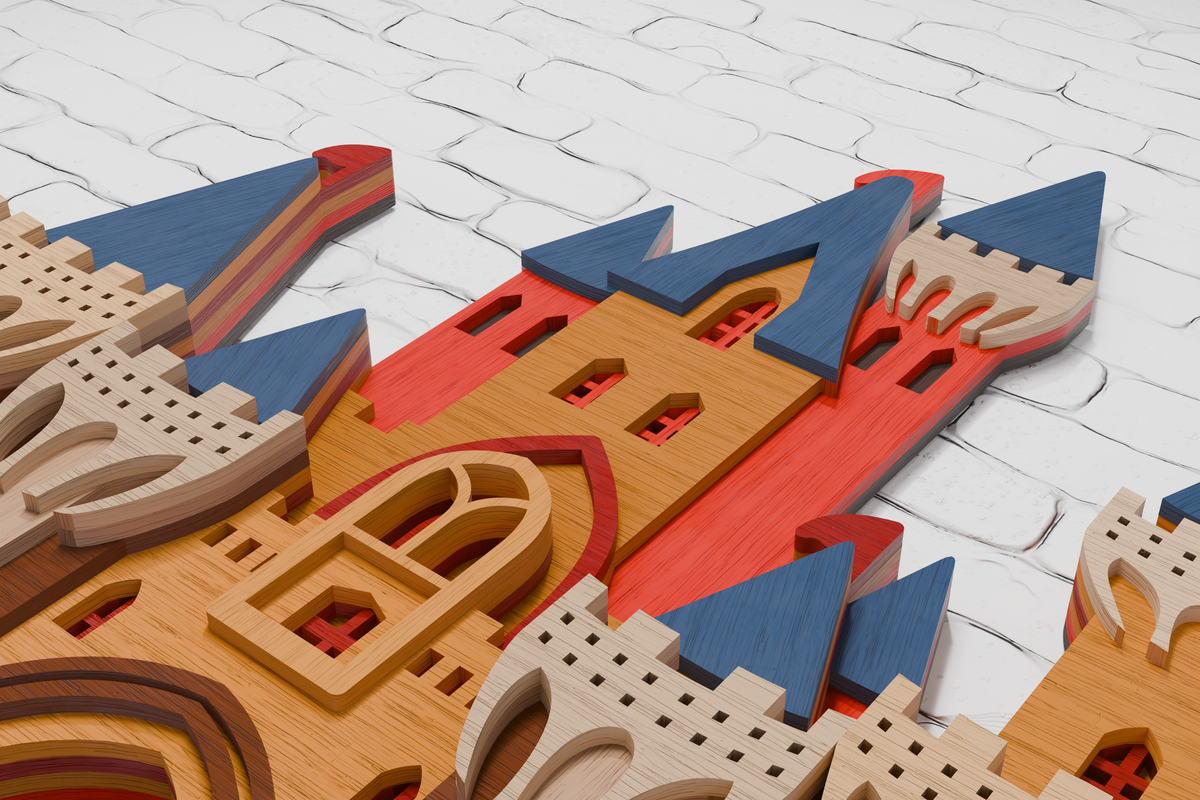 Layered Medieval Castle shadow box cut file Cricut