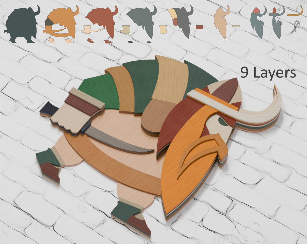 Layered Norse Viking warrior vector template for Cricut