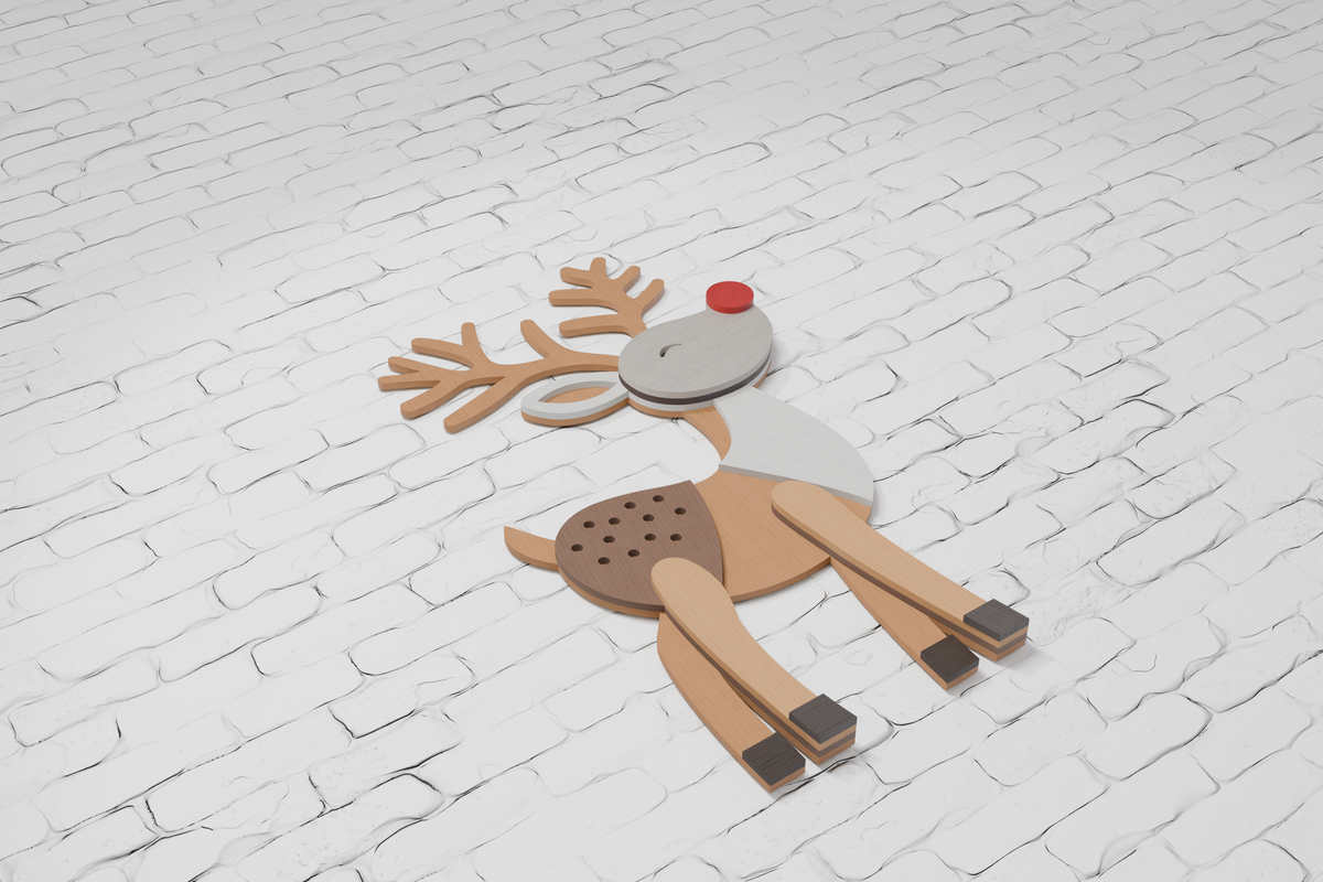 Layered Rudolph Deer laser cut file SVG DXF PDF